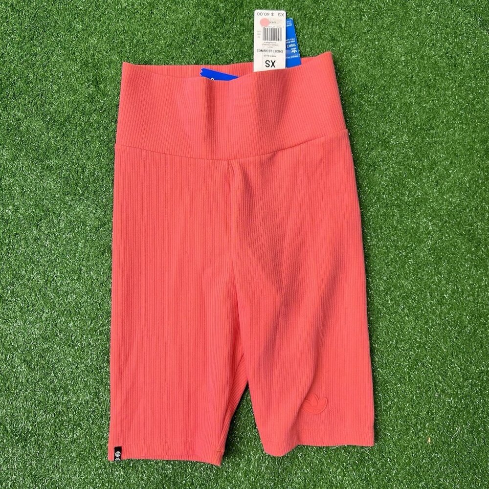 Adidas Shorts Size XS Womens Biker Bright Pink Tights Ribbed Shorts